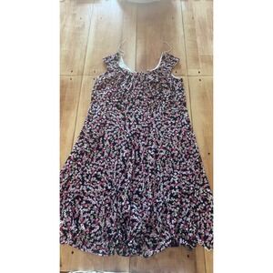 Signature Ella Womens 14W Black Pink Floral Cap‎ Sleeve Fit Flare Dress